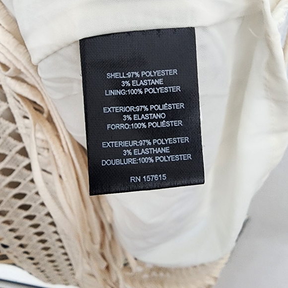 Tahari ASL Black and White Floral Mini Dress With Fringe - Picture 5 of 6